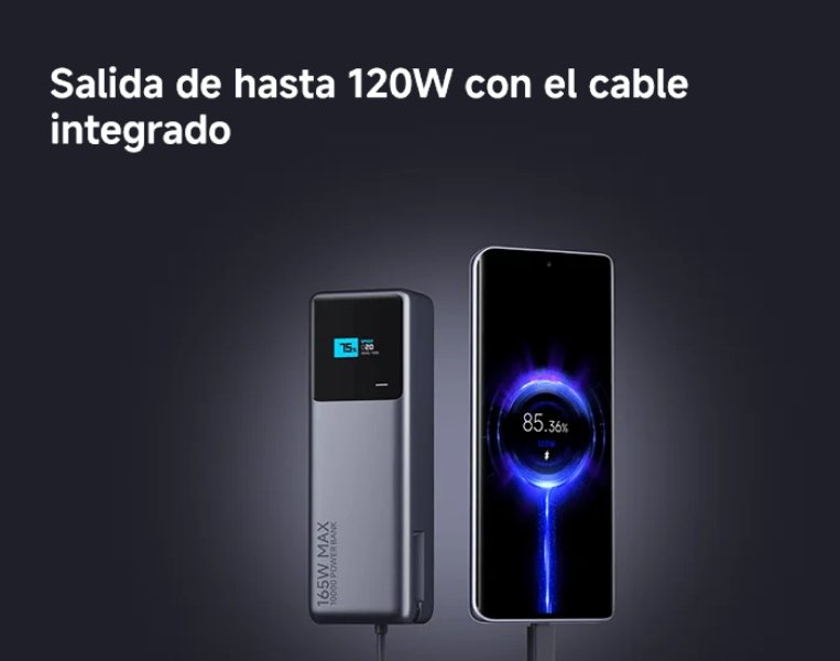 Power Bank Xiaomi 165w 10000mah Super Fast Charger Con Cable Plateado_2