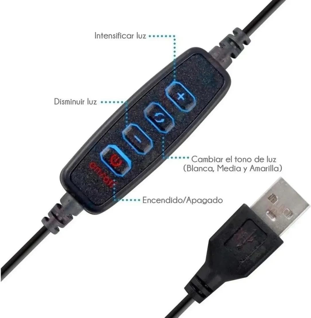 Aro Anillo Selfie Luz Led 26cm Trípode Ring Light Celular Color Negro_2