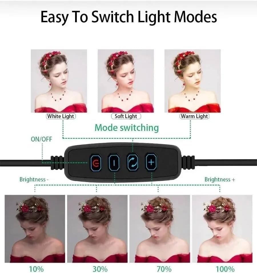 Aro Anillo Selfie Luz Led 26cm Trípode Ring Light Celular Color Negro_6