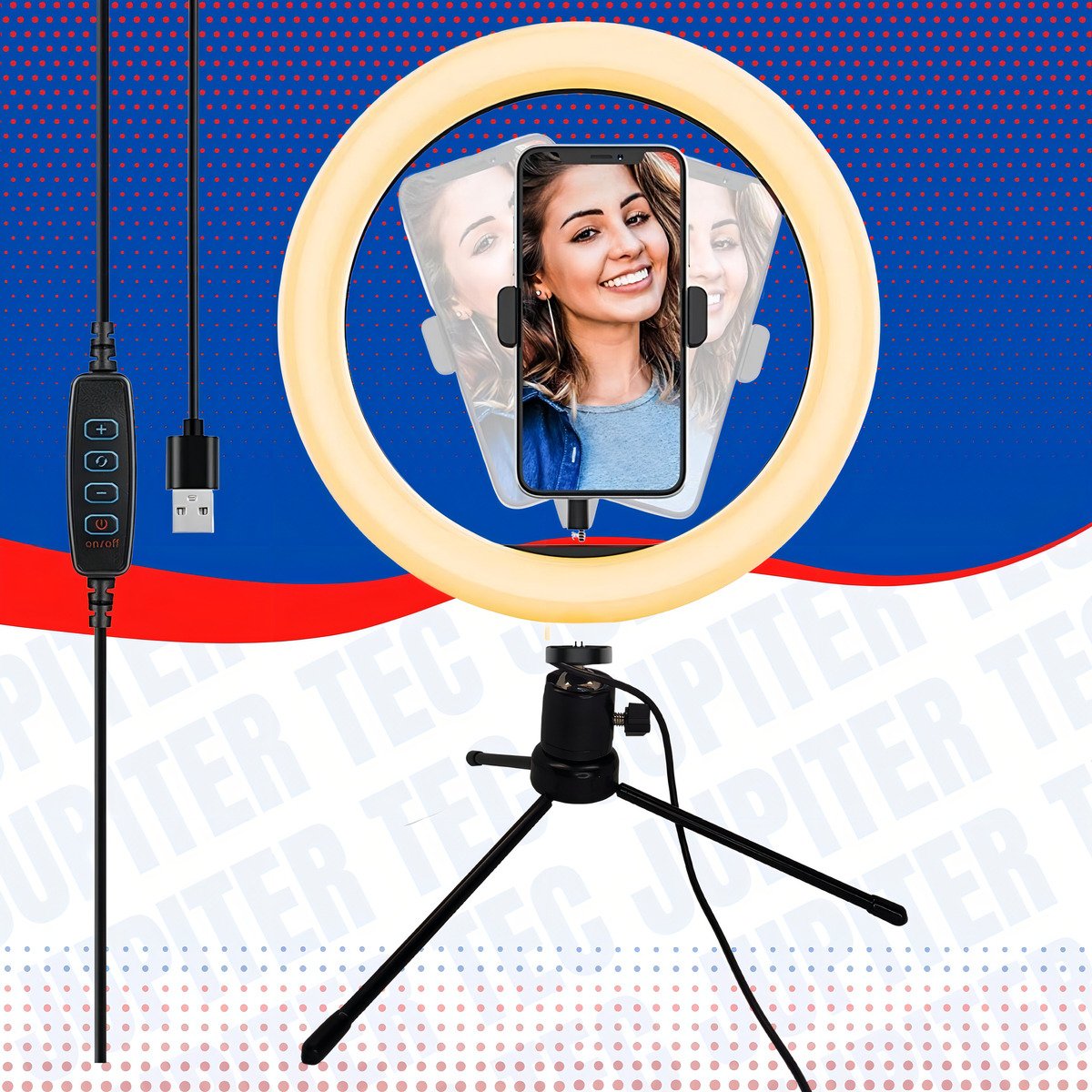 Aro Anillo Selfie Luz Led 26cm Trípode Ring Light Celular Color Negro_10