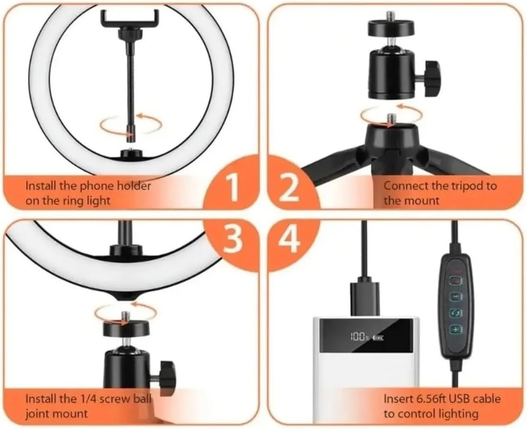 Aro Anillo Selfie Luz Led 26cm Trípode Ring Light Celular Color Negro_5