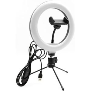 Aro Anillo Selfie Luz Led 26cm Trípode Ring Light Celular Color Negro_0