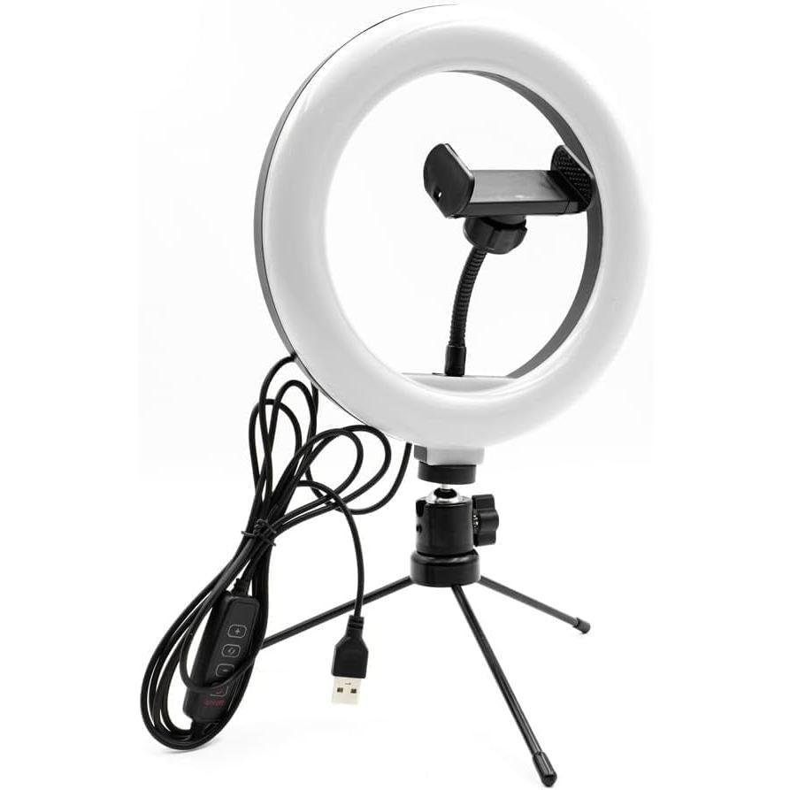 Aro Anillo Selfie Luz Led 26cm Trípode Ring Light Celular Color Negro_0