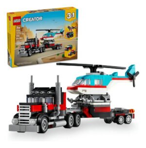 Lego Creator 3en1 Camión Plataforma Con Helicóptero 31146; Juguete Convertible E